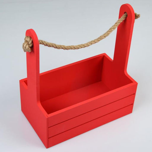 Кашпо деревянное 25.51530 см Аром, ручка канат, красное - Дарим красиво фото 2