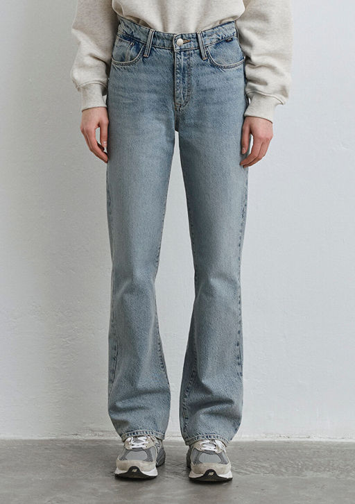 Jane Classic Denim Puslu Ac?k Mavi Jean Pantolon  фото 4