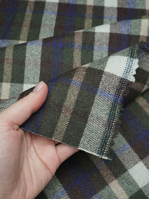 Шерсть пальтово-костюмная Твид Клетка цв.молочный/коричневый/зеленый, ш.1.5м, шерсть-60%, п/э-40% - Купава фото 11
