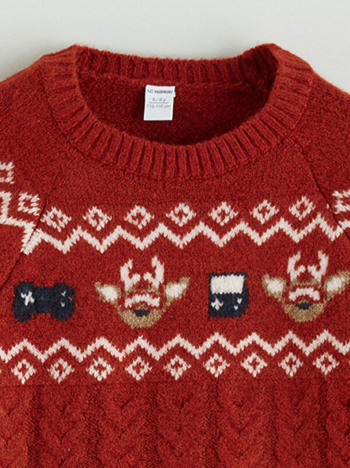 Y?lba?? Temal? Erkek ?ocuk Triko Kazak