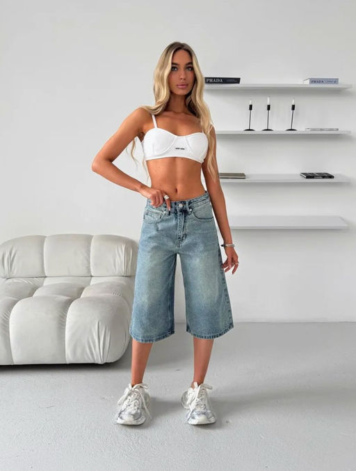 K12828 Джинсовые шорты ТМ_СИНИЙ