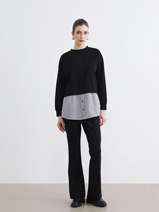 G?mlek Detayl? Kad?n Sweatshirt Tunik