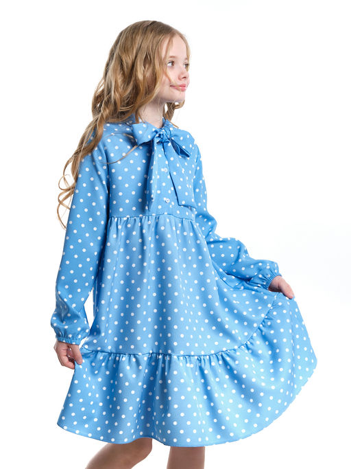 Платье подростковое в горох UD 7014 св.голубой горох - Mini maxi фото 15