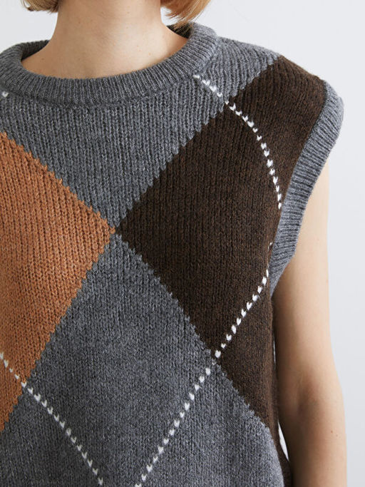 Bisiklet Yaka Baklava Desenli Kad?n Triko S?veter