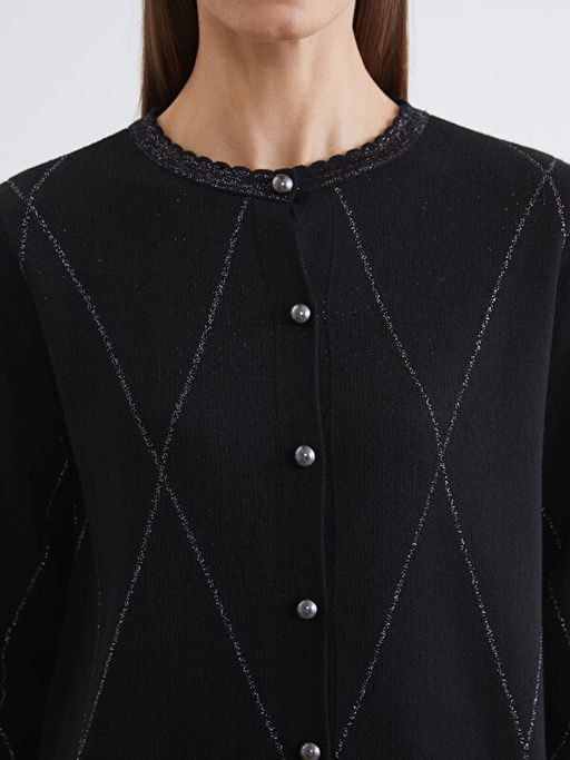 Bisiklet Yaka Baklava Desenli Kad?n Triko H?rka