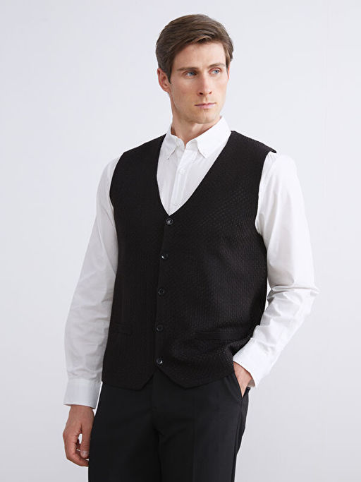 Standart Kal?p V Yaka Erkek Triko Yelek