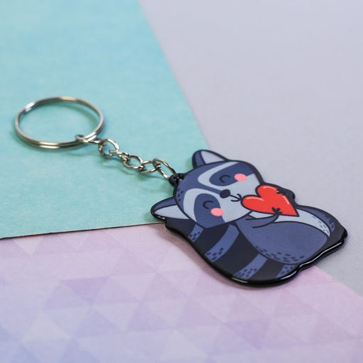 Цена за 2 шт. Брелок для ключей акриловый Енот, 3.5?10 см - Сима-ленд фото 3