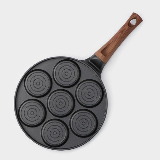 Сковорода-оладница Доляна Смайлы, d=26 см, ручка soft-touch, литой алюминий, чёрная  фото 4