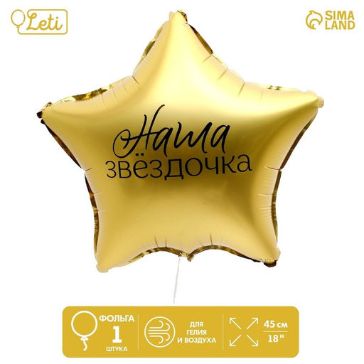 Цена за 5 шт. Воздушный шар фольгированный 18" «Наша звёздочка», звезда