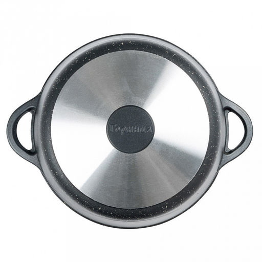 Кастрюля с антипригарным покрытием 2л, д22см "Гранит", h11см, s0,4см, литые ручки, стеклянная крышка с пароотводом, форма "Классик волна", подарочная упаковка (Россия)