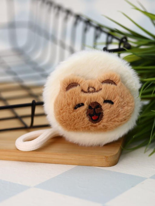 Плюшевое раскладное зеркало брелок "Capybara", белое (7*7 см)