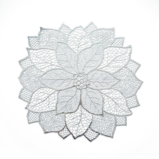 Цена за 12 шт. Салфетка сервировочная на стол Цветок, d=43 см, цвет серебряный - Simaland фото 5