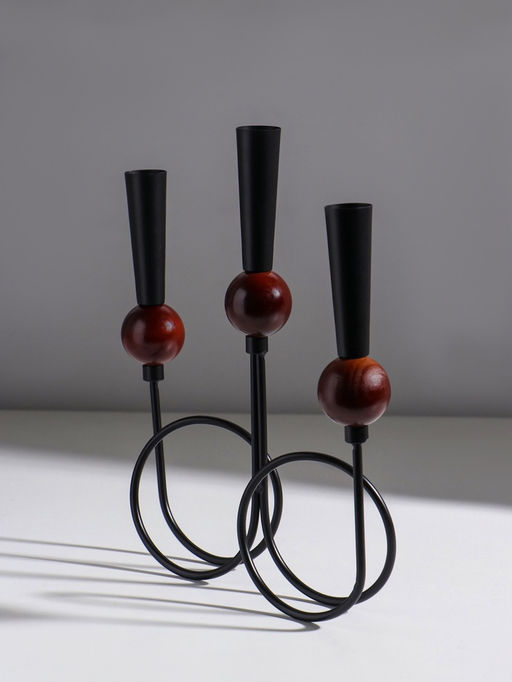 Подсвечник на 3 свечи «Канделябр. Параллельные вселенные», d=2.2 см, чёрный, 25×3.5×27.3 см