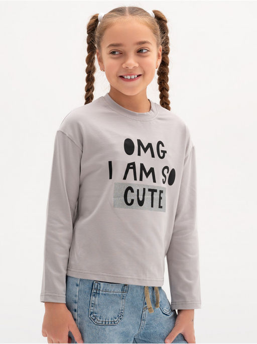 Лонгслив детский "ОМГ" серый