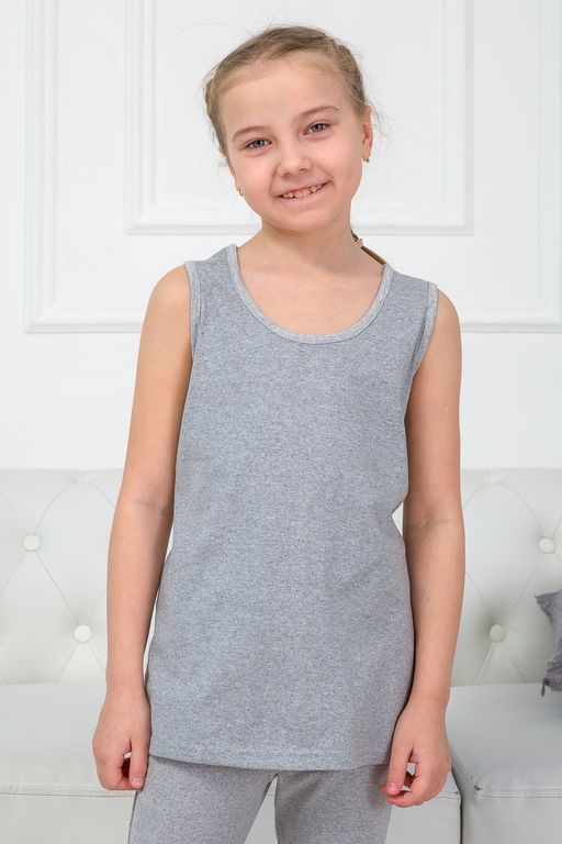 Майка подростковая из кулирки серый меланж - Амадэль фото 2