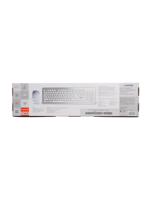 Комплект клавиатура и мышь Smartbuy 233616AG, беспроводной, USB, 1хAA/2хААА, серебр-белый