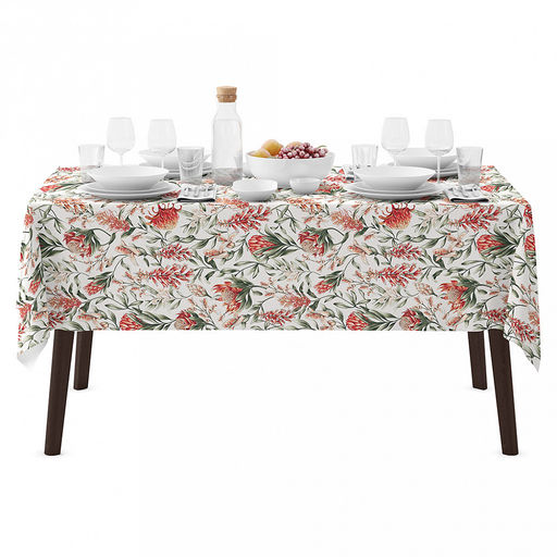 Скатерть 120х145см "Сардиния", длина стола до 105см, на 4 персоны, рогожка, хлопок "Премиум" 186г/м2, упаковка классическая 28х41см, "Домашняя мода" (Россия)