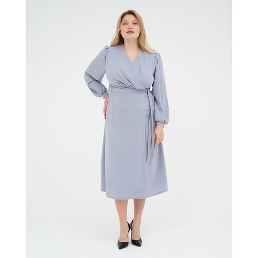 Платье женское миди MIST plus-size, серо-голубое, размер 50