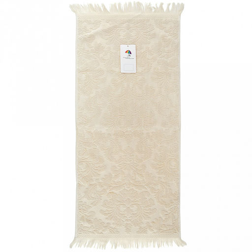 Полотенце махровое "Вензель" 34х75см, хлопок 100%, с бахромой, кремовый (Китай)