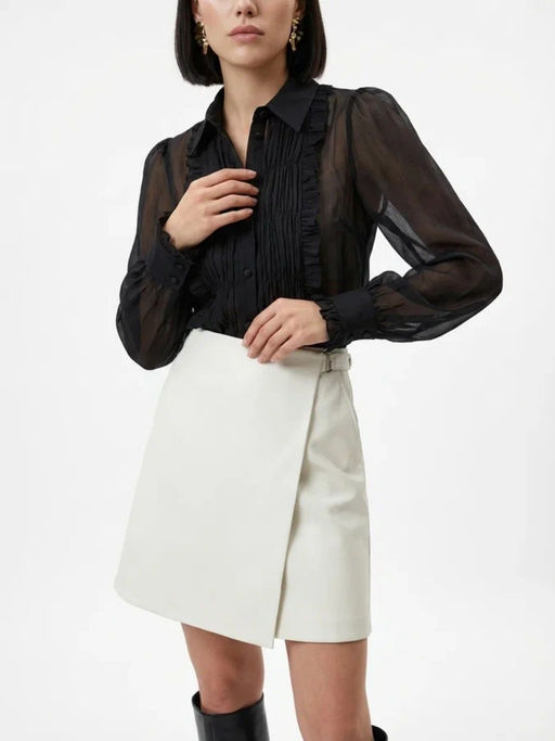 Юбка на запах из эко-кожи, молочный (OD-1003-3)