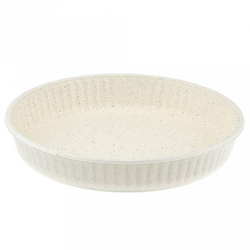 "Боркам (Borcam)" Форма стеклянная жаропрочная 1,72л, д26см, h5см, волнистый бортик, антипригарное покрытие, кремовый, цветная коробка, Pasabahce (Турция)