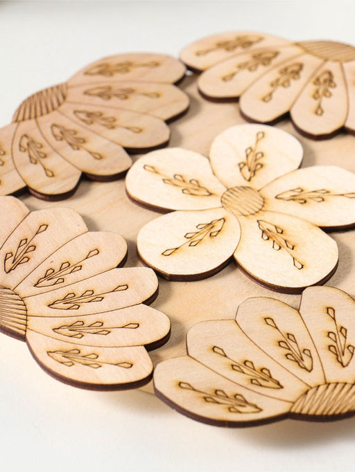 Подставка под горячее «Ромашка с узором» 19см, можжевельник, фанера