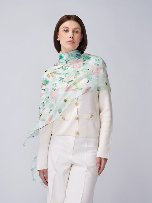 Большой, мягкий, тонкий и очень нежный двусторонний палантин с рисунком - Tantino фото 5