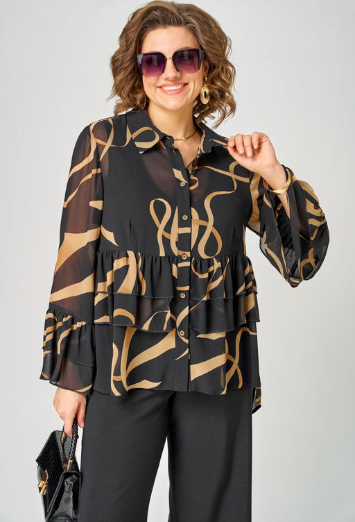 Блуза EVA GRANT 7221 принт ленты