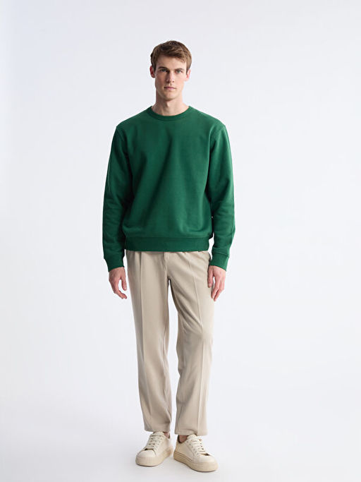 Bisiklet Yaka Erkek Kal?n Sweatshirt