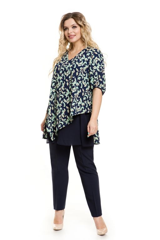 Блузка 1016 бирюзовый узор - Novita фото 2