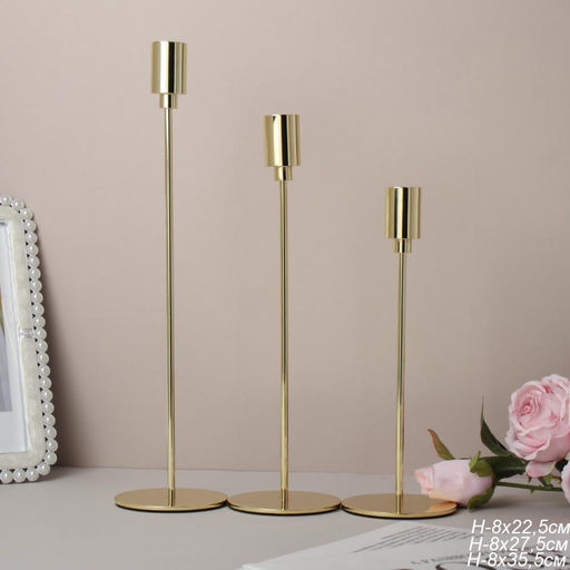 Подсвечники 3 штуки набор золото / HA-32 /уп 24/металл - Галеонтрейд фото 2