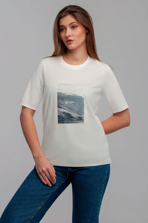 Арт. 31110 Футболка женская 44-52 (5 шт) Цвет:молочный - Калинка фото 6