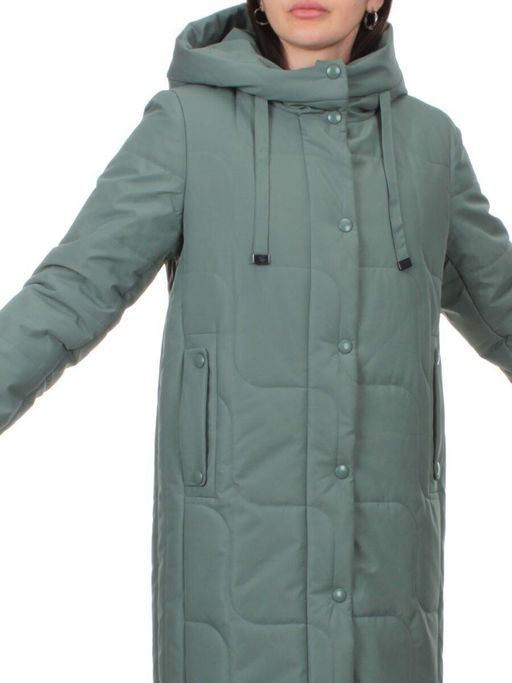 1133 GRAY/GREEN Пальто зимнее облегченное женское (холлофайбер 150 гр.)