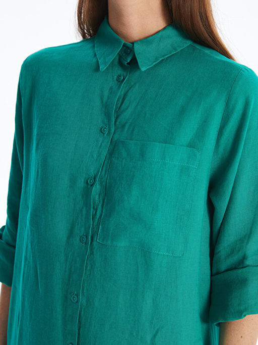 Oversize %100 Keten Kad?n G?mlek Tunik