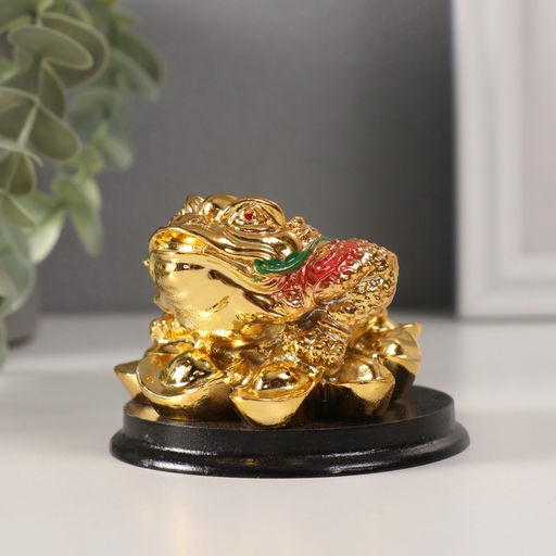 Нэцкэ фигурка золото «Жаба на слитках», 7.5×6×5.5 см