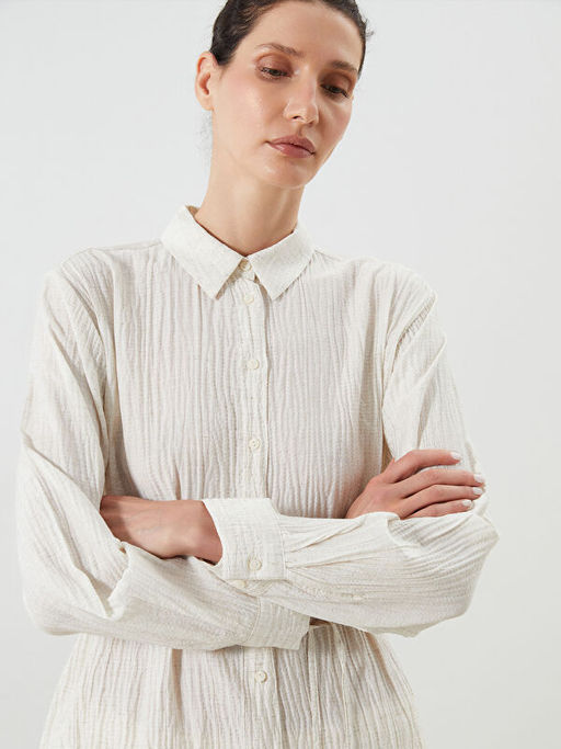 Keten Kar???ml? Oversize Kad?n G?mlek Tunik