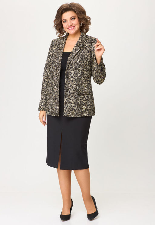 Костюм БелЭльСтиль 866/597 золото дизайн+черный однотон