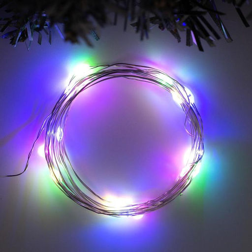 Гирлянда Нить 2 м роса, IP20, серебристая нить, 20 LED, свечение мульти, USB