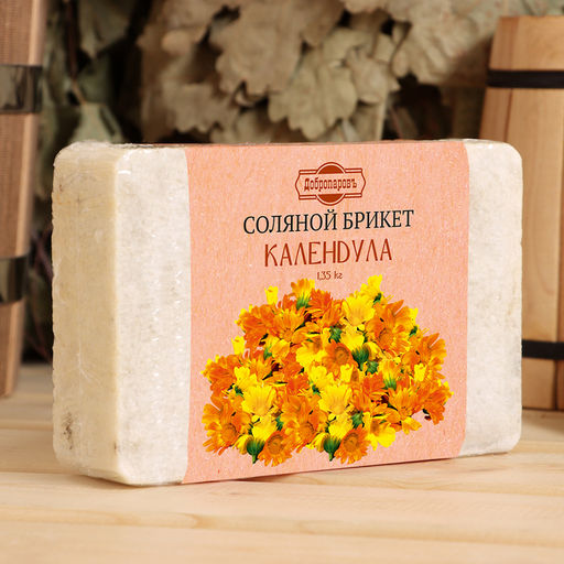 Соляной брикет «Календула» с алтайскими травами, 1.35 кг «Добропаровъ»