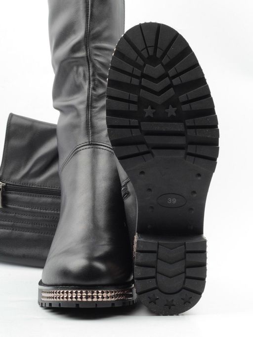 02-K66-D1 BLACK Сапоги зимние женские (натуральная кожа, натуральный мех (еврозима)) - Фабричный китай фото 15