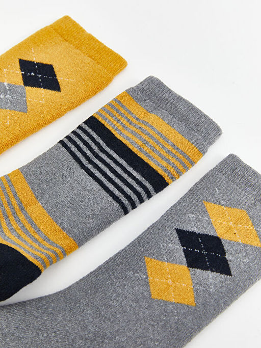 Desenli Erkek ?ocuk Havlu Soket ?orap 3l?