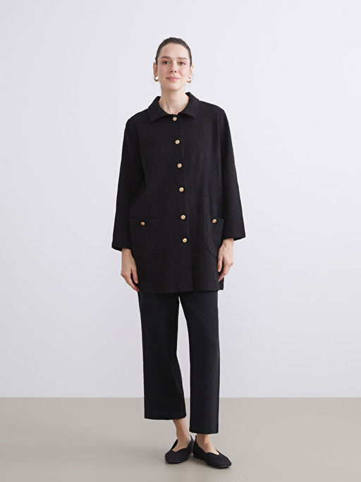 G?mlek Yaka Desenli Kad?n H?rka