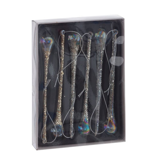 Набор из 6шт Украшение новогоднее "Сосулька", L2 W2 H13,5 см