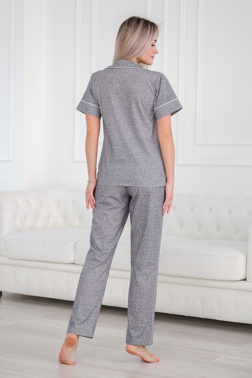 Костюм женский из жакета с коротким рукавом и брюк из кулирки Рейчел серый - Амадэль фото 3