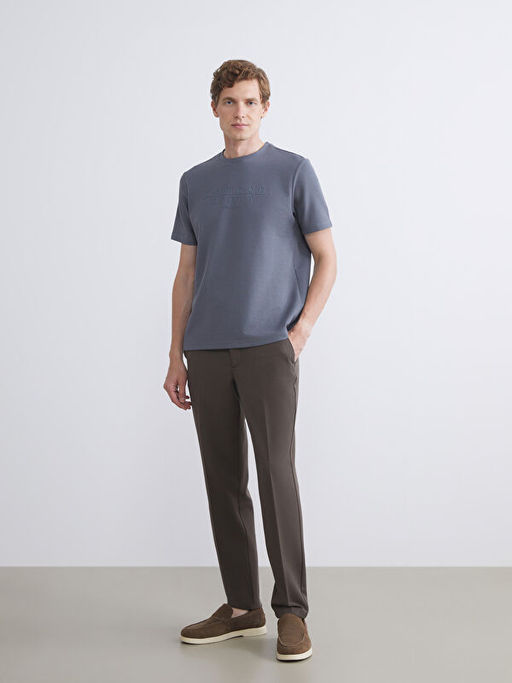 Bisiklet Yaka Bask?l? Erkek Ti??rt