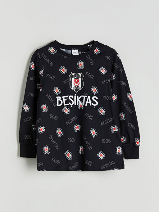 Bisiklet Yaka Be?ikta? Bask?l? Erkek ?ocuk Pijama Tak?m?