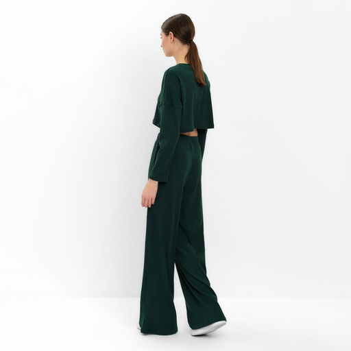 Костюм женский: лонгслив, брюки, MINAKU: Casual Collection, размер 46, зелёный