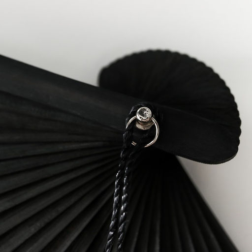 Веер складной h=21 см Цветы и бабочки, чёрный, с кисточкой