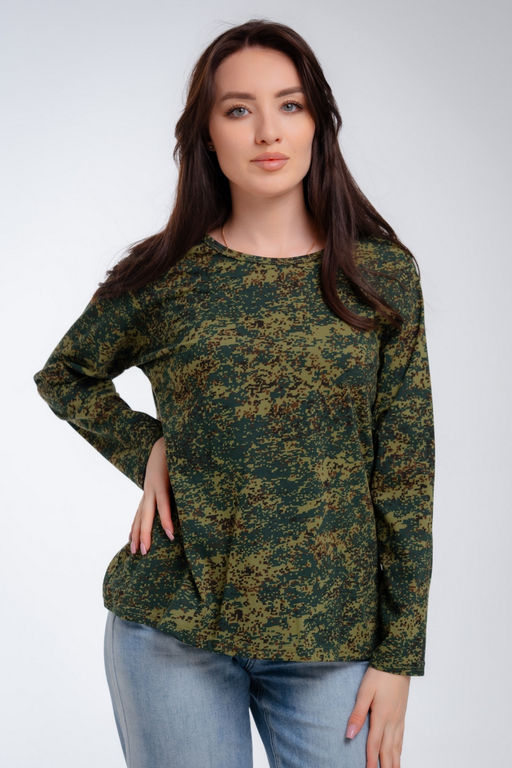 Футболка женская длинный рукав из кулирки цифра ярко зеленый макси