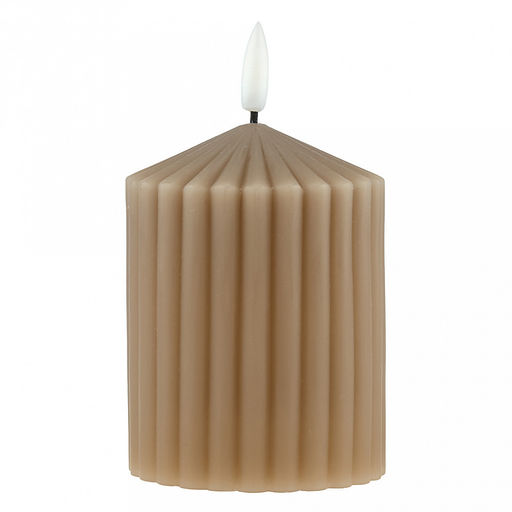 Свеча восковая, интерьерная, светодиодная на батарейках д7,4см h10(12,5)см, свет теплый, с мерцанием, цвет бежевый, питание от 2-х батареек АА (в комплект не входят), в коробке (Китай)